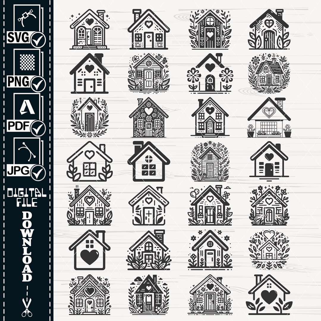 House Svg, Building Svg, Floral Home Svg, House Silhouette, House Cut ...