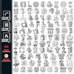 FUNNY GIRAFFE SVG Png Mega Bundle, Giraffe Head Svg, Floral Giraffe, Giraffe Silhouette, cute giraffe svg, Giraffe Clipart, Safari Animals,