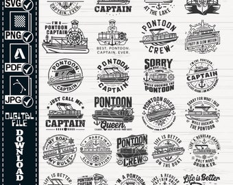 Pontoon Boat SVG Bundle, Fishing Boat Clipart (Digital Download)