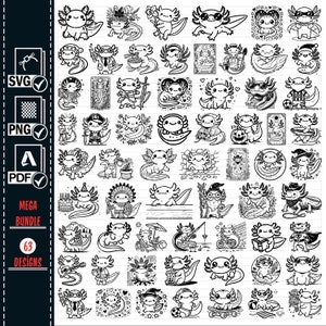 DRLE AXOLOTL SVG Png Mega, Svg Axolotl mignon, Clipart Axolotl impression Png, dessin animé Axolotl Svg, fichier de coupe Axolotl, Silhouette Axolotl
