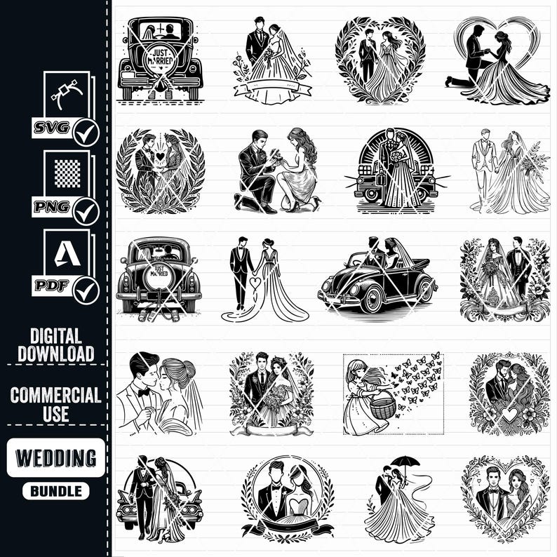 Wedding SVG Bundle, Bride and Groom Clipart (digital Download) - Etsy