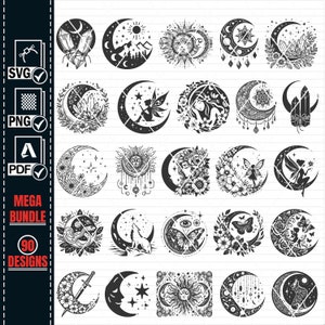 Mystical Moon SVG Mega Bundle, Celestial Vector Graphics (Digital Download) image 5