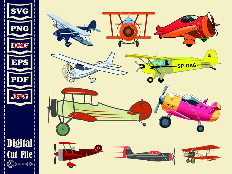 Biplan SVG 1, plan dhélice svg, vecteur biplan, monogramme Split Old Planes, fichiers Svg pour Cricut Silhouette, svg eps png, fichier de coupe Cricut image 6