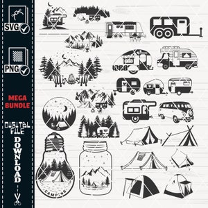 Camping SVG Clipart Mega Bundle, Campfire, Tent, RV Designs (Digital Download) image 5