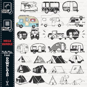 Camping SVG Clipart Mega Bundle, Campfire, Tent, RV Designs (Digital Download) image 7