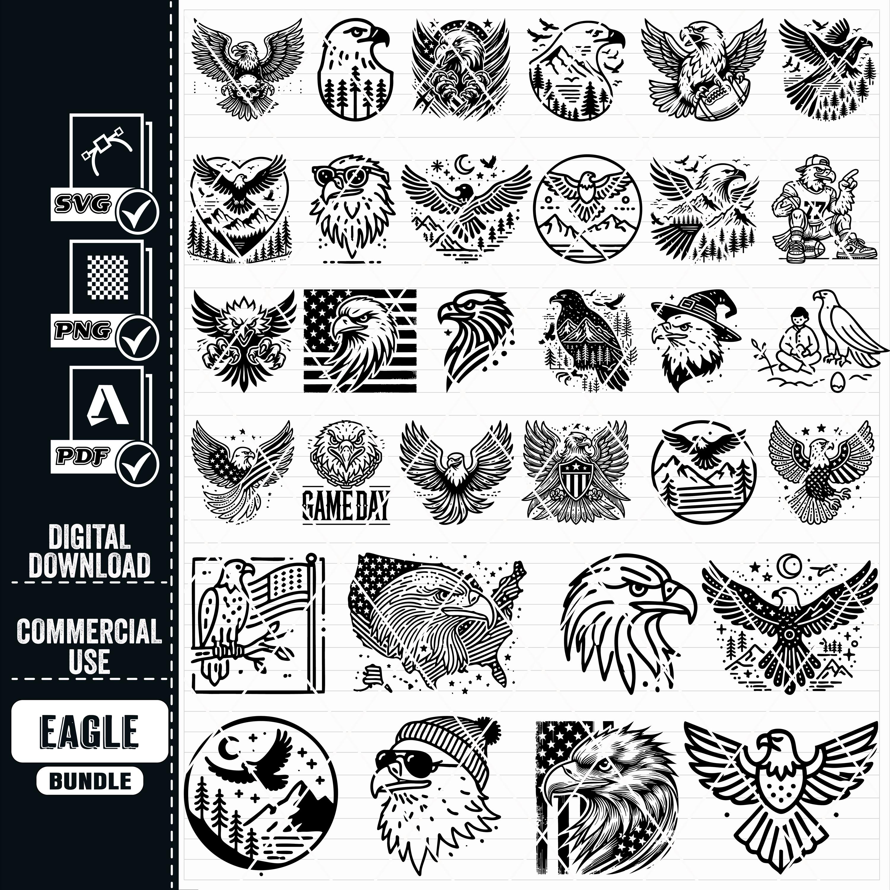 Eagle SVG Vector Clipart Bundle, Eagle Silhouette (digital Download) - Etsy