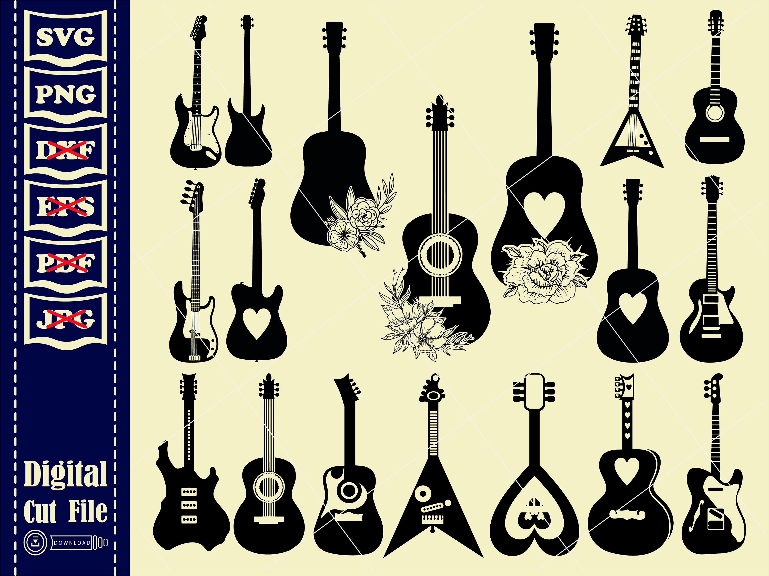 Guitar SVG Guitar Clipart Music Svg Guitarist Gir Winged Etsy Canada