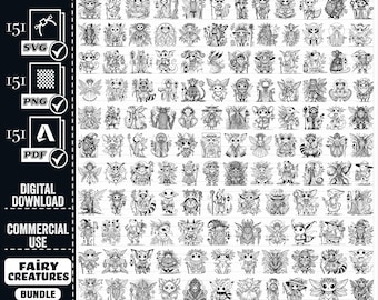 Fairy Creatures SVG Mega Bundle, mystieke monsters, fantasie occult (digitale download)