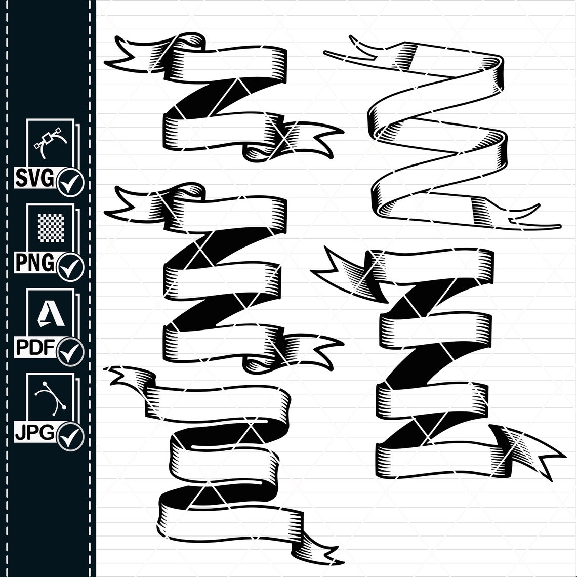 Banner SVG Bundle, Ribbon Scroll Label Clipart (digital Download) - Etsy