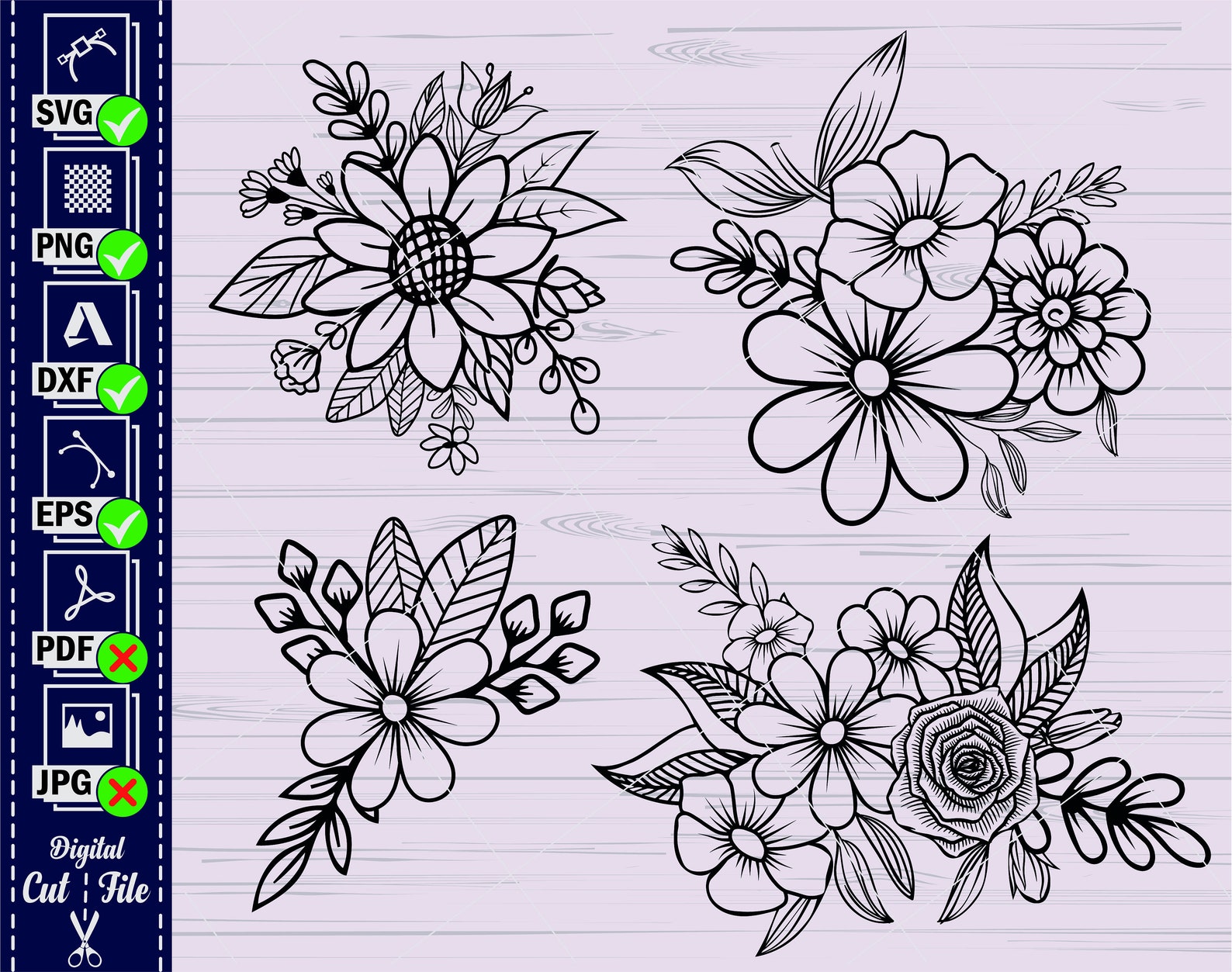 Flower SVG Bundle3 Floral Svg Floral Arrangement Svg - Etsy