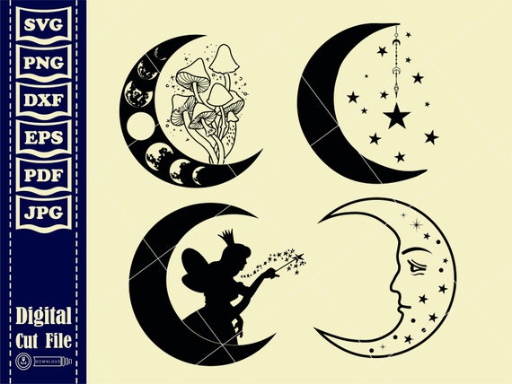 Floral Moon Svg, Hibiscus Svg, Celestial Svg, Cut File, Cricut