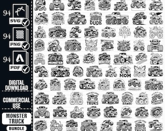 Monster Truck SVG Bundle, Off Road Vector Graphics (Digital Download)