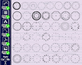 Clock Face SVG Bundle, Numbers Clipart (Digital Download)
