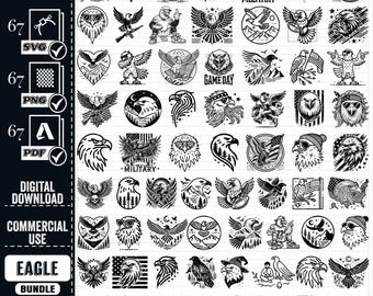 Eagle SVG Vector Clipart Bundle, Eagle Silhouette (Digital Download)