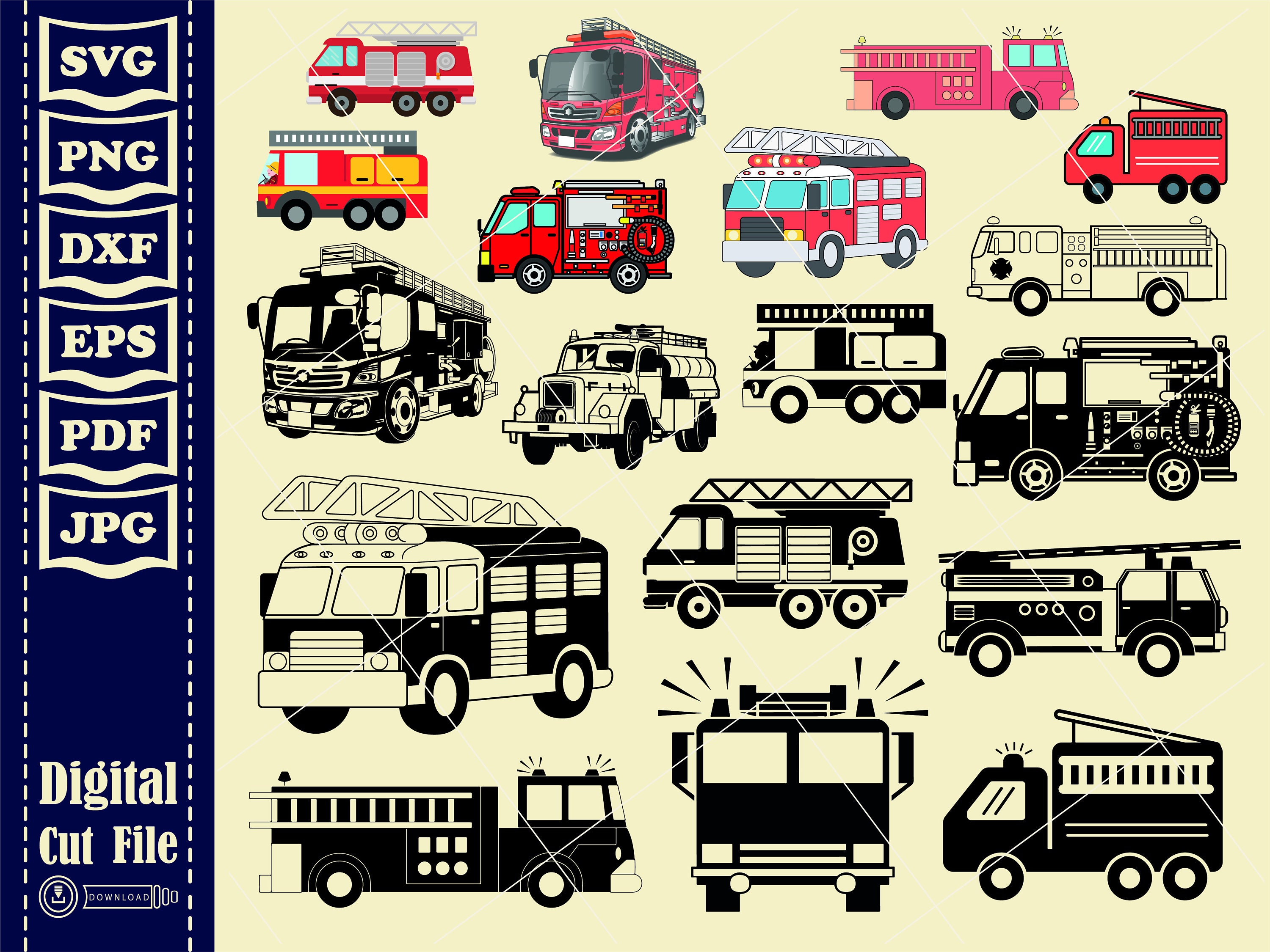 Papercraft Scrapbooking Dxf Cricut Firetruck Svg Vector Clipart Cut