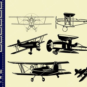 Biplan SVG 1, plan dhélice svg, vecteur biplan, monogramme Split Old Planes, fichiers Svg pour Cricut Silhouette, svg eps png, fichier de coupe Cricut image 3