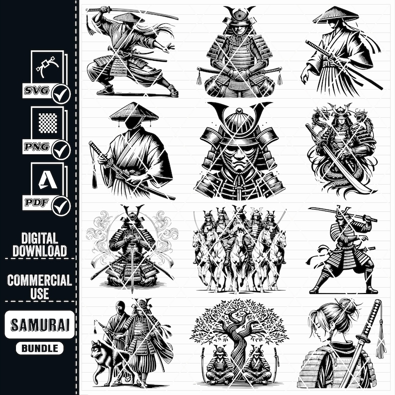 Samurai SVG Bundle, Japanese Warrior Art (digital Download) - Etsy