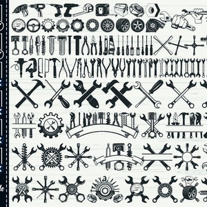Mechaniker Werkzeuge Bundle, #2, Werkzeuge Clipart, Werkzeuge Silhouette, Werkzeuge Cricut, Werkzeuge Vektor, Werkzeuge Schneidedatei, Werkzeuge Abziehbild, Monogramm, Vinyl