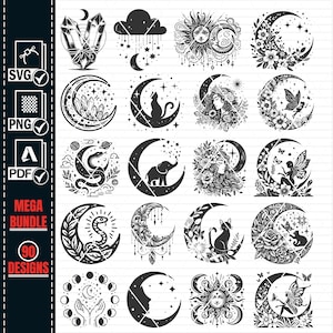 Mystical Moon SVG Mega Bundle, Celestial Vector Graphics (Digital Download) image 4