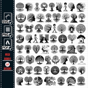 ARBRE SVG PNG Mega Bundle, #2, amoureux arbre de vie, coeur arbre de vie, femme arbre Svg, arbre de vie Svg, fichier de coupe pour Cricut, cliparts, vecteur