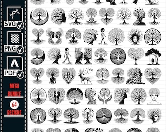 Tree of Life SVG Bundle: Heart, Woman, Lovers Tree Designs (Digital Download)
