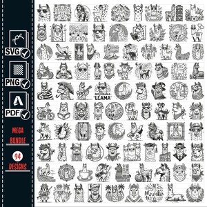 Llama SVG Png Mega Bundle, No Drama SVG, Llama Cricut, Llama Clipart, Llama Silhouette, Llama Png, Cool Llama Svg, Instant Donwload, Vector,