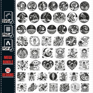 ASTRONAUTE SVG MEGA Bundle, cosmonaute Svg, clipart astronaute, espace, astronaute mignon coupé des fichiers pour la silhouette, des fichiers pour Cricut, vecteur, Png,