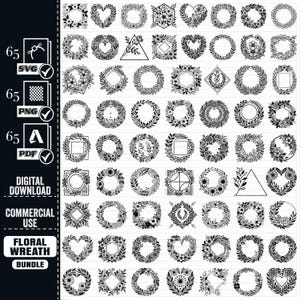 Krans svg bundel, vector, cirkel svg bundel, bloemen krans svg, hart lauwerkrans svg, bruiloft krans svg, krans monogram svg cirkelframe