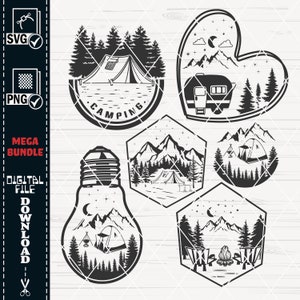 Camping SVG Clipart Mega Bundle, Campfire, Tent, RV Designs (Digital Download) image 2