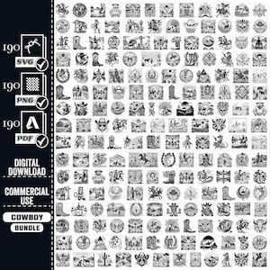 Cowboy Svg Png Mega-bundel, vectorbestand, cowboy scène svg, cowgirl Svg, cowboy clipart, cowboy silhouet, digitale download, cowboy ontwerp