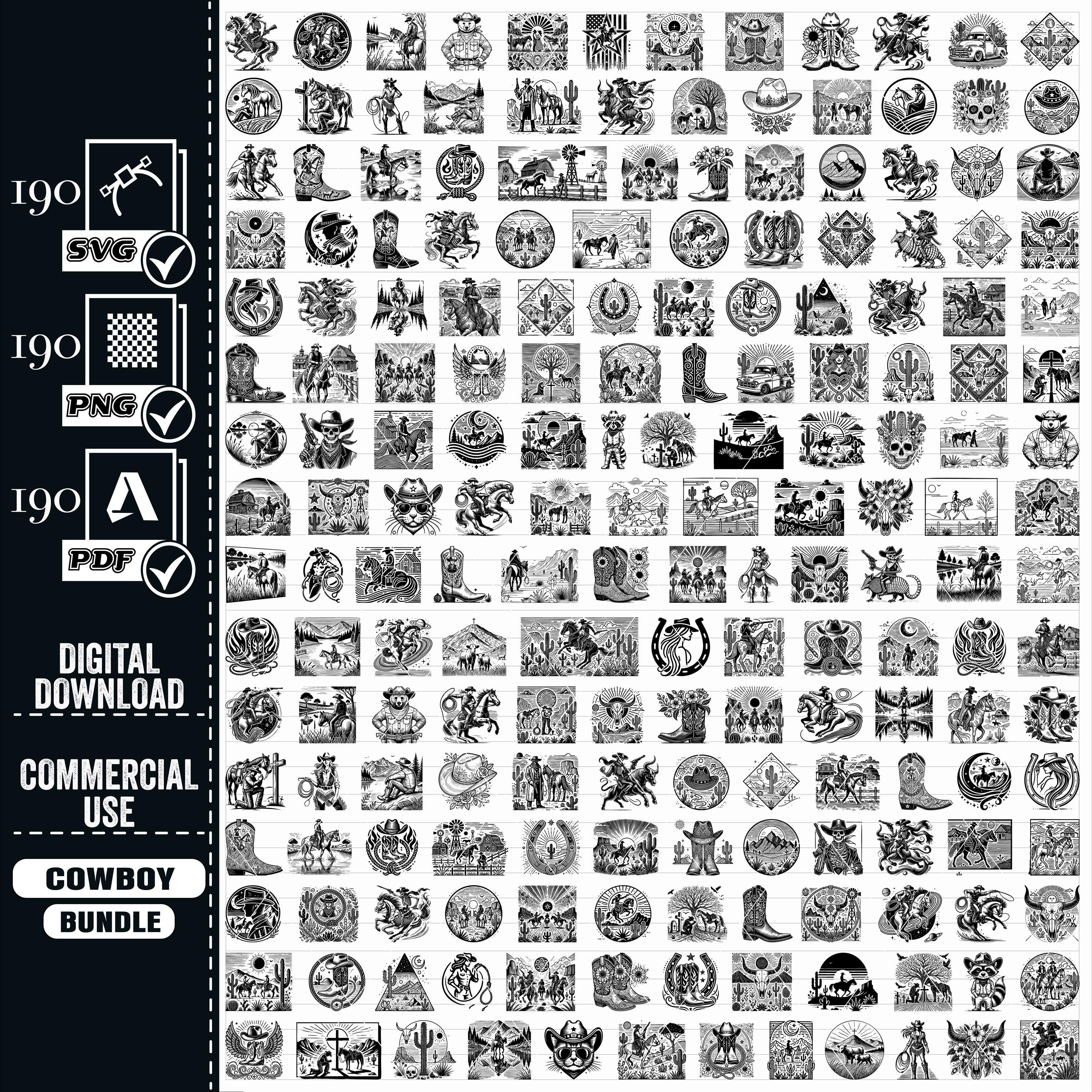 Cowboy Visual Cowboy Mega Bundle, Western Vector Graphics (digital Download) - Etsy