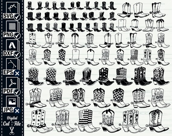 Cowboy Boots SVG Bundle, Cowboy Hat with Flowers Svg, Cowboy boots with Flowers SVG, Cowboy cut file, Cowgirl SVG cut file, Country, Western