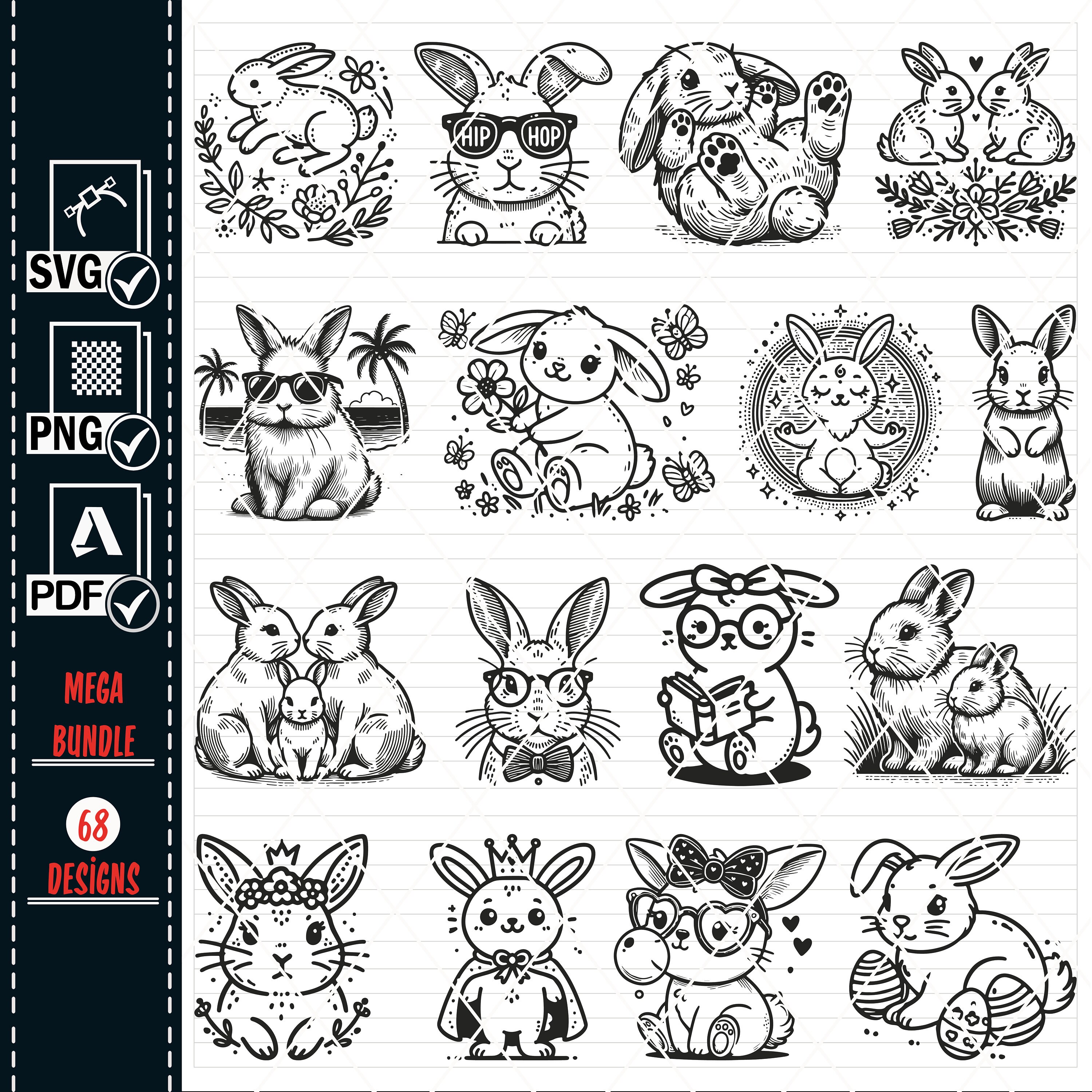 Easter Rabbit Key Svg Rabbit SVG Mega Bundle, Easter Bunny Vector Clipart (digital Download ...