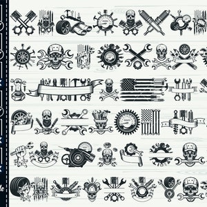 Monteur Svg-bundel, #3, monteur Tools Logo Svg, US Skull Mechanic Svg, garage Svg, autoreparatie Svg, zuiger Svg, moersleutel Svg, bougie Svg
