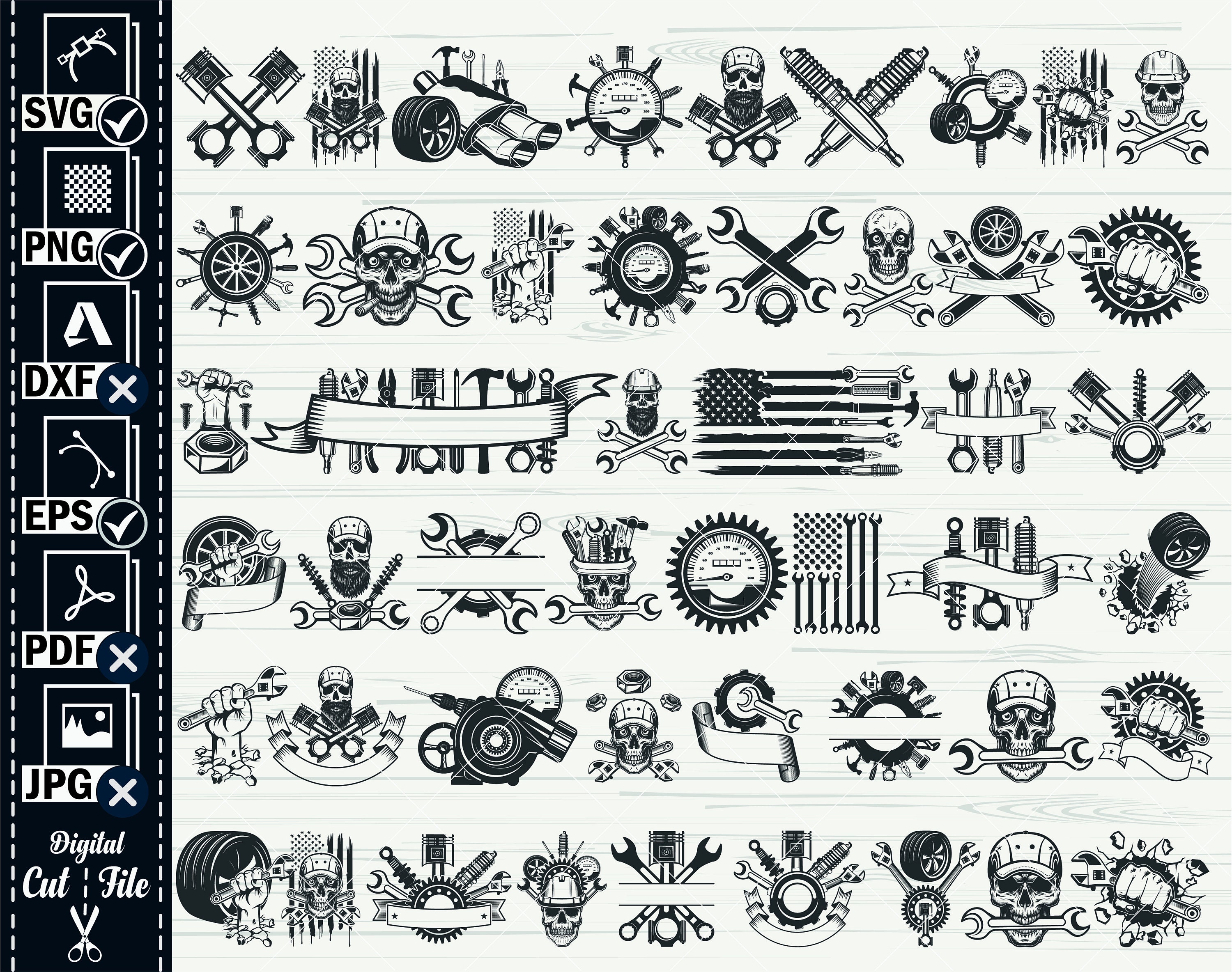Svg Auto Works Mechanic Tools SVG Bundle, Garage Car Repair Designs (digital Download ...