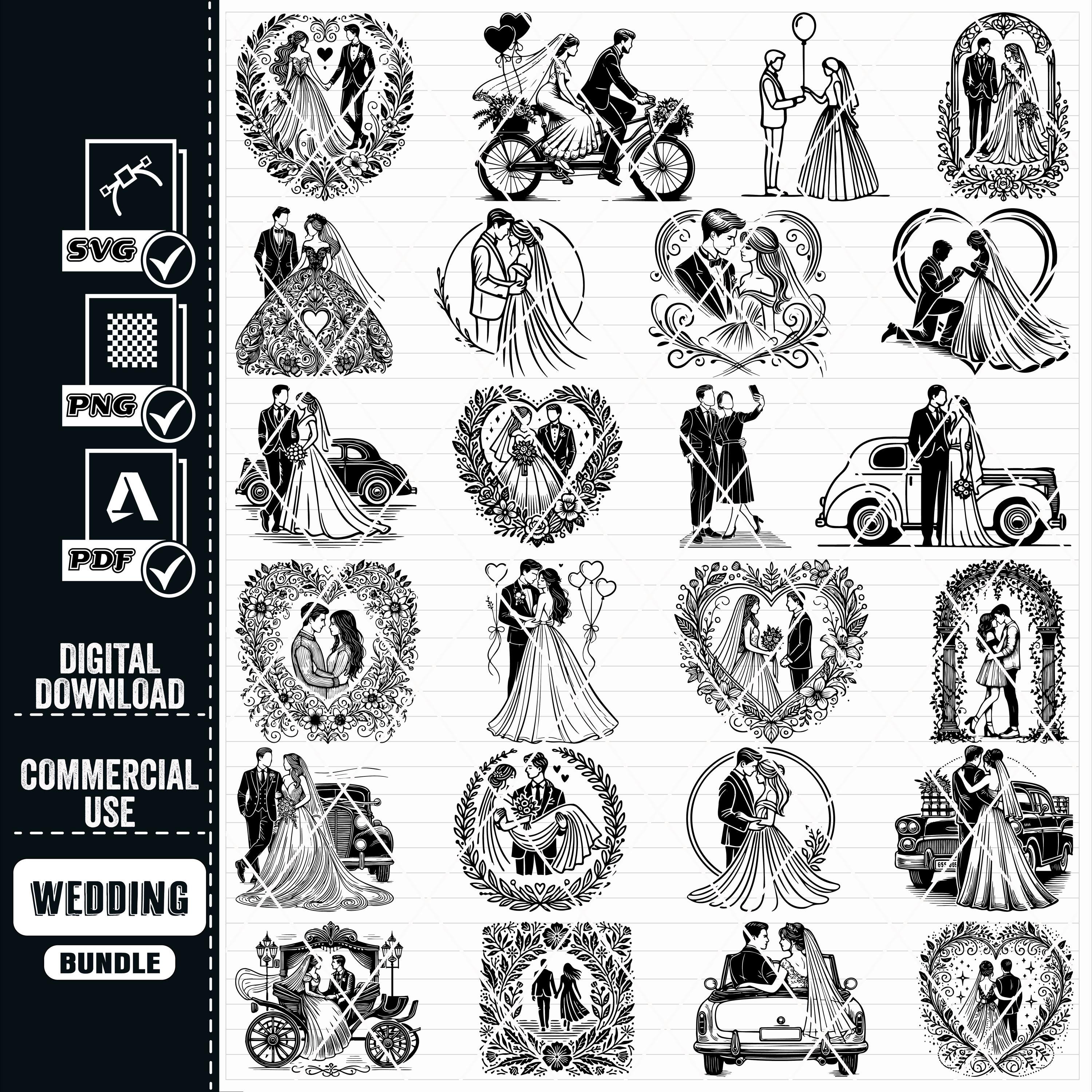 Wedding SVG Bundle, Bride and Groom Clipart (digital Download) - Etsy