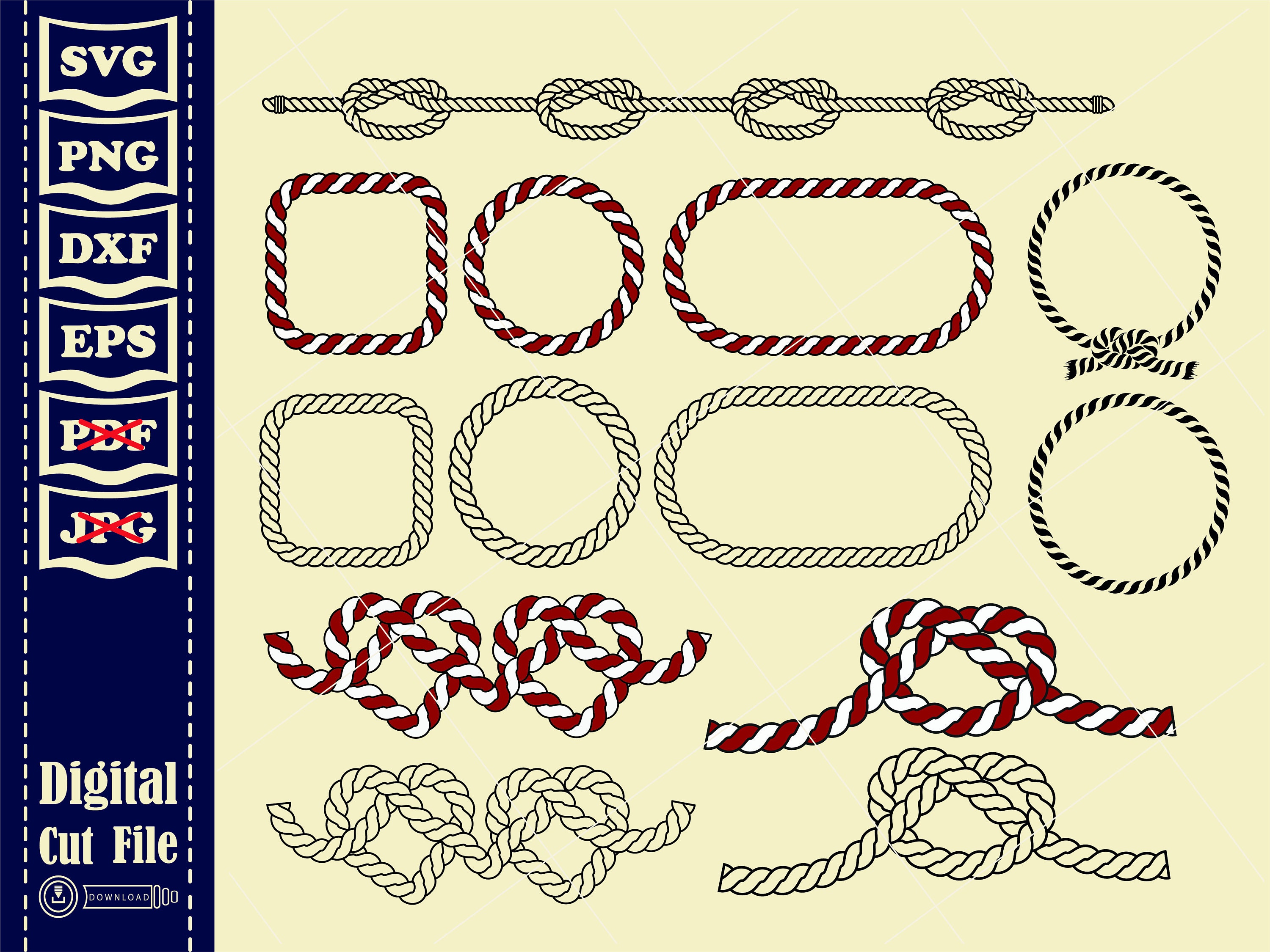 Rope SVG Bundle Nautical Knot Svg Rope Dxf Rope Png Rope - Etsy UK