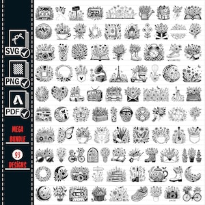 Wild Flower SVG Png Mega Bundle, Wildflower Svg, Floral Svg, Wild Flower Svg, Floral Frame Svg, Png, Shirt Svg Cut Files Cricut, vector, pdf