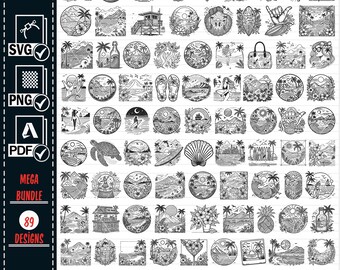 ハワイアン SVG メガバンドル、Aloha Designs (デジタルダウンロード)