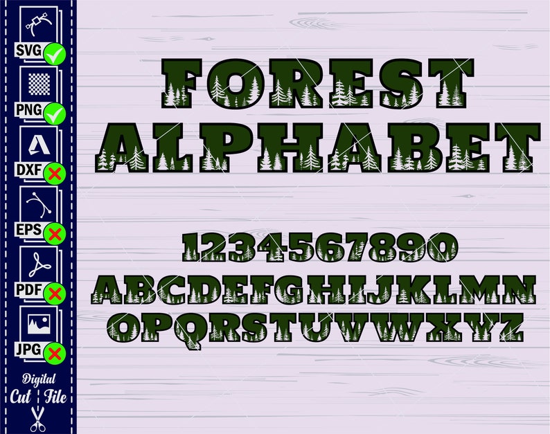 Transparent Forrest Lettering Forest Font Letters SVG, Pine Tree Alphabet Cut Files (digital Download ...