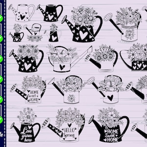 ARROSOIR SVG, #3, arrosoir avec des fleurs, arrosoir Floral couper fichier, eau Svg, jardin Svg, fichiers svg pour cricut, clipart, vecteur