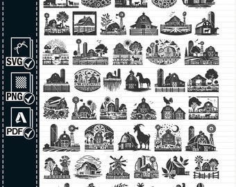 Barn svg bundle, Floral Barn svg, barn farm cut file, barn clipart, farm house vector svg png pdf file for cricut silhouette cameo print