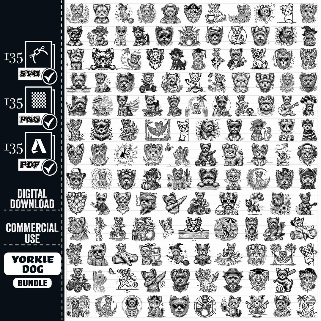 Yorkie Svg File Yorkshire Terrier SVG Bundle, Yorkie Clipart (digital Designs) - Etsy