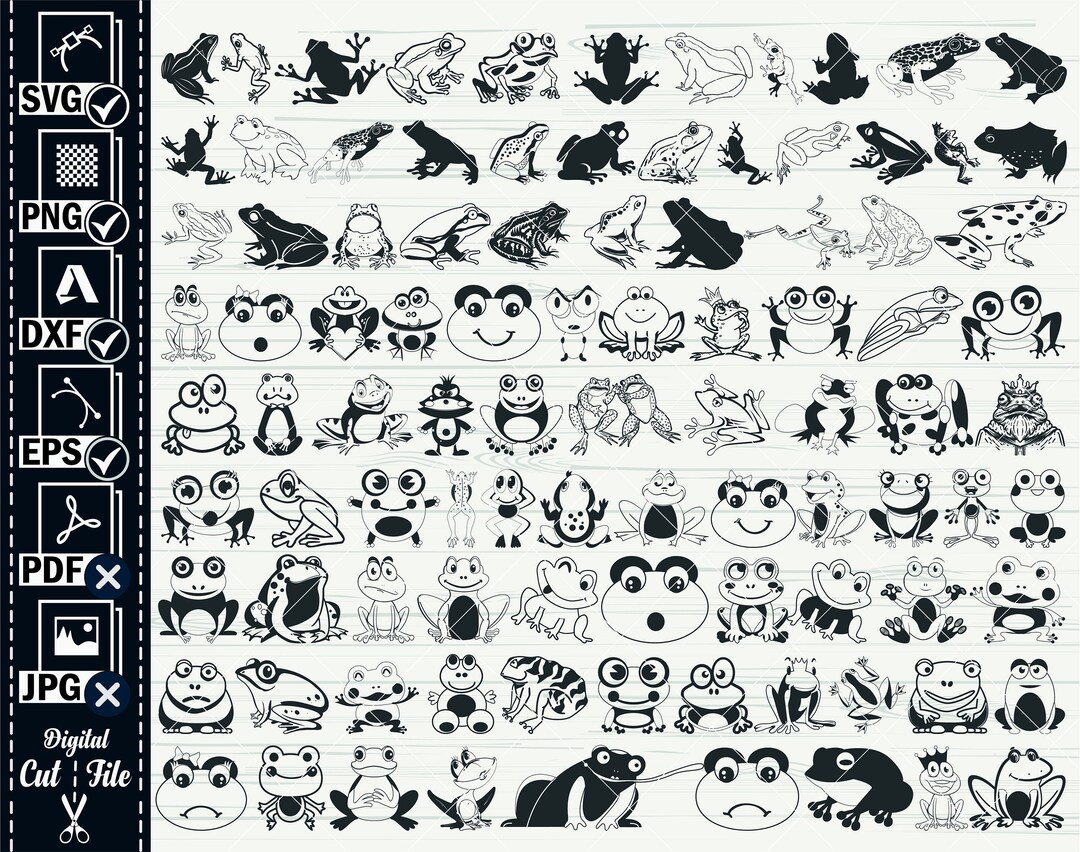 Cute Frog SVG,#2, Frogs Clipart Set Clip Art Set of Frogs, Lilypads ...