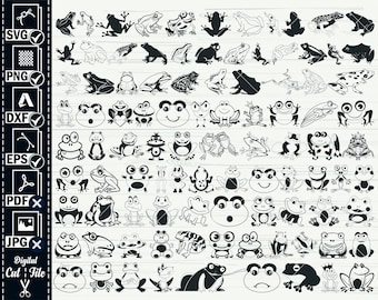 Frosch SVG Clipart Set, Frosch Vektor (Digitaler Download