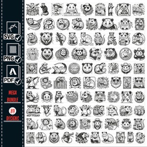 OPOSSUM SVG Png méga, tête d'opossum mignon Svg, clipart opossum, opossum avec fleurs Svg, illustration vectorielle, vecteur de possum, numérique, pdf