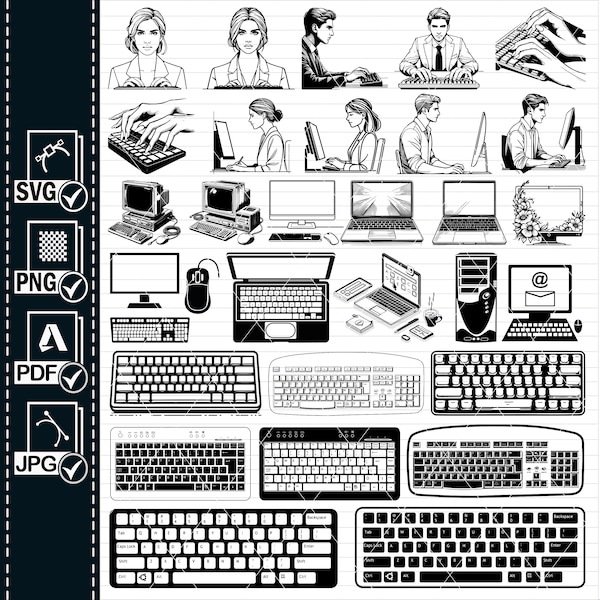 Computer SVG Bundle, Computer Keyboard svg, Laptop svg, Computer Clipart, Vector, Computer png, Computer cut files, Laptop png, Laptop pdf