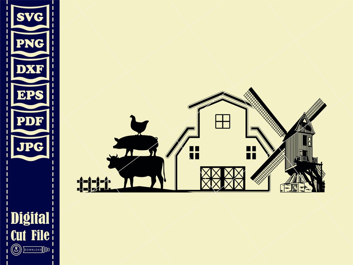 Windmill SVG Wind Turbine Svg Farm Barn Svg Gristmill Svg | Etsy