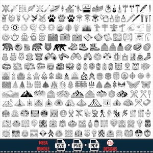 Camping SVG Bundle 236 Outdoor Adventure and Equipment Designs PNG PDF