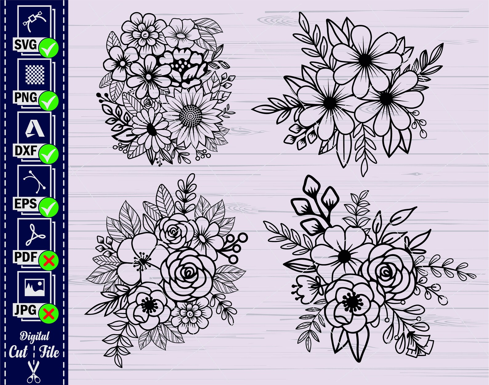 Flower SVG Bundle3 Floral Svg Floral Arrangement Svg - Etsy